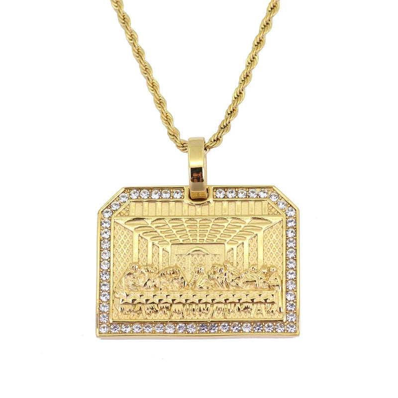 Stainless Steel Last Supper Pendant Necklace Hip Hop Jewelry
