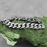 Men's Stainless Steel Cuban Chain Bracelet Norse Valknut Rune Amulet Bangle
