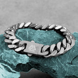 Men's Stainless Steel Cuban Chain Bracelet Norse Valknut Rune Amulet Bangle