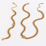 Thick Cuban Chain Zircon Necklace Waterproof Choker Jewelry