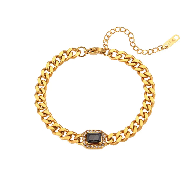 Thick Cuban Chain Zircon Necklace Waterproof Choker Jewelry
