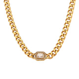 Thick Cuban Chain Zircon Necklace Waterproof Choker Jewelry