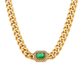 Thick Cuban Chain Zircon Necklace Waterproof Choker Jewelry