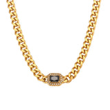 Thick Cuban Chain Zircon Necklace Waterproof Choker Jewelry