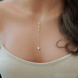 Crystal Pendant Necklace Y Shape Rhinestone Choker Necklace for Women