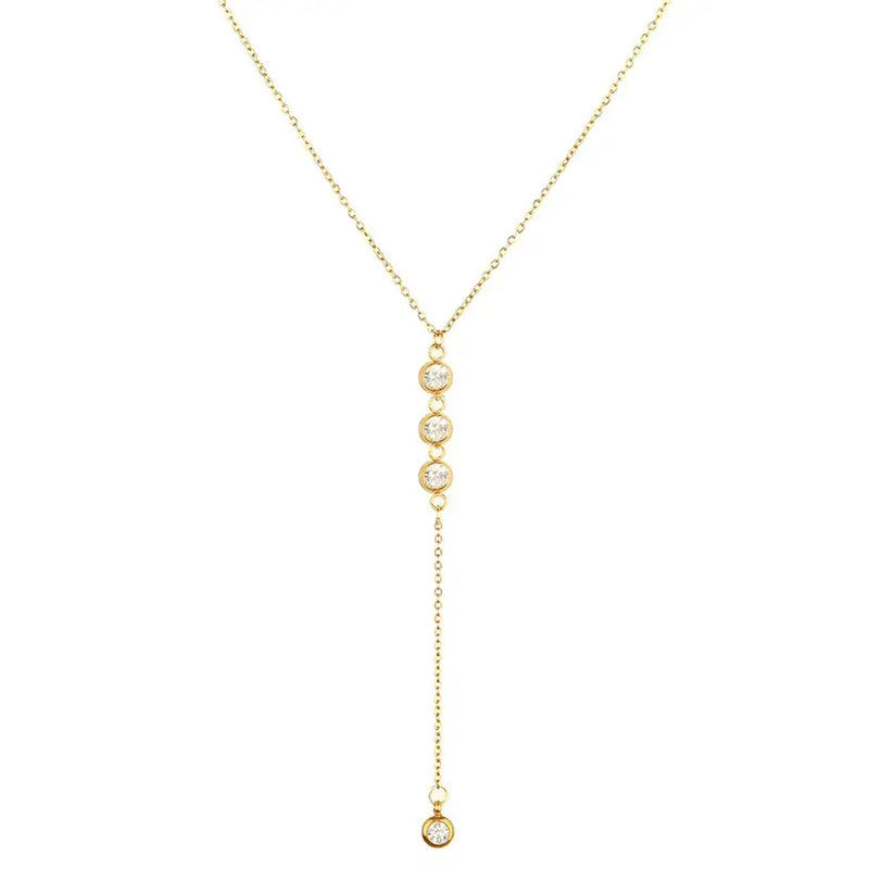 Crystal Pendant Necklace Y Shape Rhinestone Choker Necklace for Women