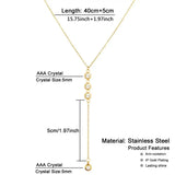 Crystal Pendant Necklace Y Shape Rhinestone Choker Necklace for Women