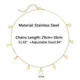 Stainless Steel Pentagram Tassel Necklace Woman Pendant Choker Jewelry