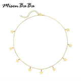 Stainless Steel Pentagram Tassel Necklace Woman Pendant Choker Jewelry