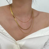 Three Layer Snake Bone Chain Choker Necklace for Women