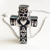 Tibetan Vintage Cross Heart Pet Cremation Ashes Urn Necklace