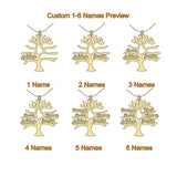 Stainless Steel Tree of Life Name Necklace Family Members Keepsake Pendant