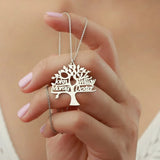 Stainless Steel Tree of Life Name Necklace Family Members Keepsake Pendant
