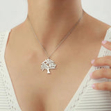 Stainless Steel Tree of Life Name Necklace Family Members Keepsake Pendant