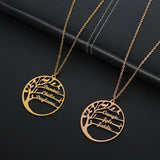 Tree of Life Necklace Stainless Steel Long Chain Name Necklace Plated Women