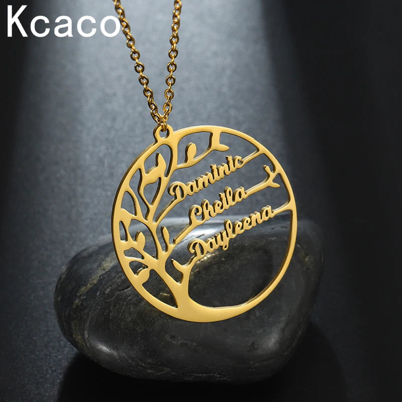 Tree of Life Necklace Stainless Steel Long Chain Name Necklace Plated Women