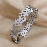 Leaf Charm Stainless Steel Bracelet for Women