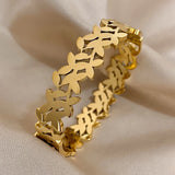 Leaf Charm Stainless Steel Bracelet for Women
