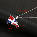 Stainless Steel Enamel Dominican Republic Map Pendant Necklace