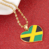 Stainless Steel Jamaica Flag Pendant Necklace Jamaican Heart Map Jewelry