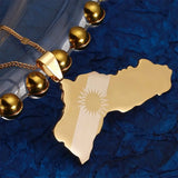 Stainless Steel Kurdistan Map Pendant Necklaces Kurdish Flag Map Jewelry