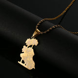 Stainless Steel Iraq Map Pendant Necklace Allah Map Chain Jewelry