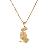 Stainless Steel Iraq Map Pendant Necklace Allah Map Chain Jewelry
