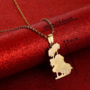 Stainless Steel Iraq Map Pendant Necklace Allah Map Chain Jewelry