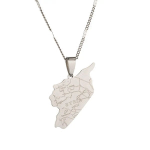 Syria Map Flag Pendant Necklaces Women Jewelry