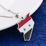Syria Map Flag Pendant Necklaces Stainless Steel