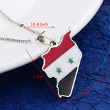 Syria Map Flag Pendant Necklaces Stainless Steel