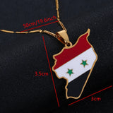 Stainless Steel Syria Map Flag Pendant Necklaces
