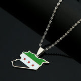 Stainless Steel Syria Map Flag Pendant Necklaces Syrians Map Women Necklace
