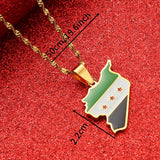 Stainless Steel Syria Map Flag Pendant Necklaces Syrians Map Women Necklace