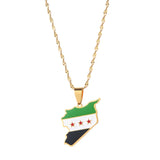 Stainless Steel Syria Map Flag Pendant Necklaces Syrians Map Women Necklace