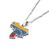 Venezuela Map Flag Pendant Necklace, Stainless Steel Venezuelan Map Chain