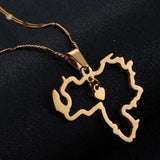 Venezuela Map Pendant Necklace Stainless Steel Heart Charm Jewelry