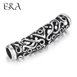 6mm SS Tube Beads Slider Charm Stone Inlaid DIY Leather Cord Bracelet