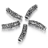 6mm SS Tube Beads Slider Charm Stone Inlaid DIY Leather Cord Bracelet