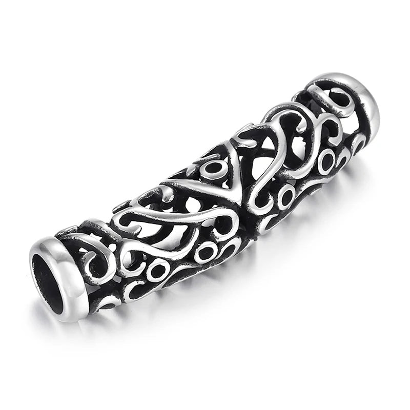 6mm SS Tube Beads Slider Charm Stone Inlaid DIY Leather Cord Bracelet