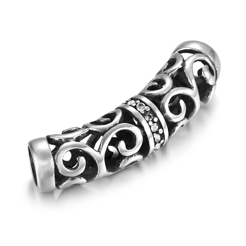 Stainless Steel Tube Beads 6mm Hole Charm Inlaid Stone DIY Bracelet Making