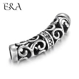 Stainless Steel Tube Beads 6mm Hole Charm Inlaid Stone DIY Bracelet Making
