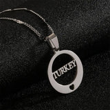 Stainless Steel Turkey Letter Pendant Necklace Charm Jewelry