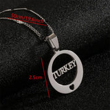 Stainless Steel Turkey Letter Pendant Necklace Charm Jewelry