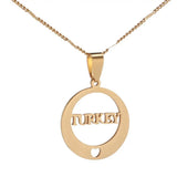 Stainless Steel Turkey Letter Pendant Necklace Charm Jewelry
