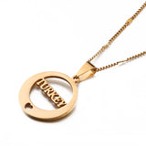 Stainless Steel Turkey Letter Pendant Necklace Charm Jewelry