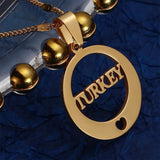 Stainless Steel Turkey Letter Pendant Necklace Charm Jewelry