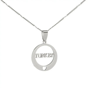 Stainless Steel Turkey Letter Pendant Necklace Charm Jewelry