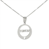 Stainless Steel Turkey Letter Pendant Necklace Charm Jewelry