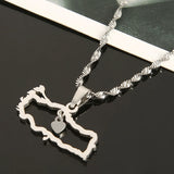 Stainless Steel Turkey Map Flag Pendant Necklace for Women Men